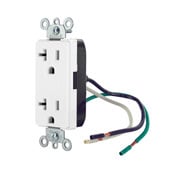 16352-LW Decora Plus 1-Phase Duplex Heavy Duty Self-Grounding Straight Blade Receptacle, 125 V AC, 20 A, 2 Poles, 3 Wires, White