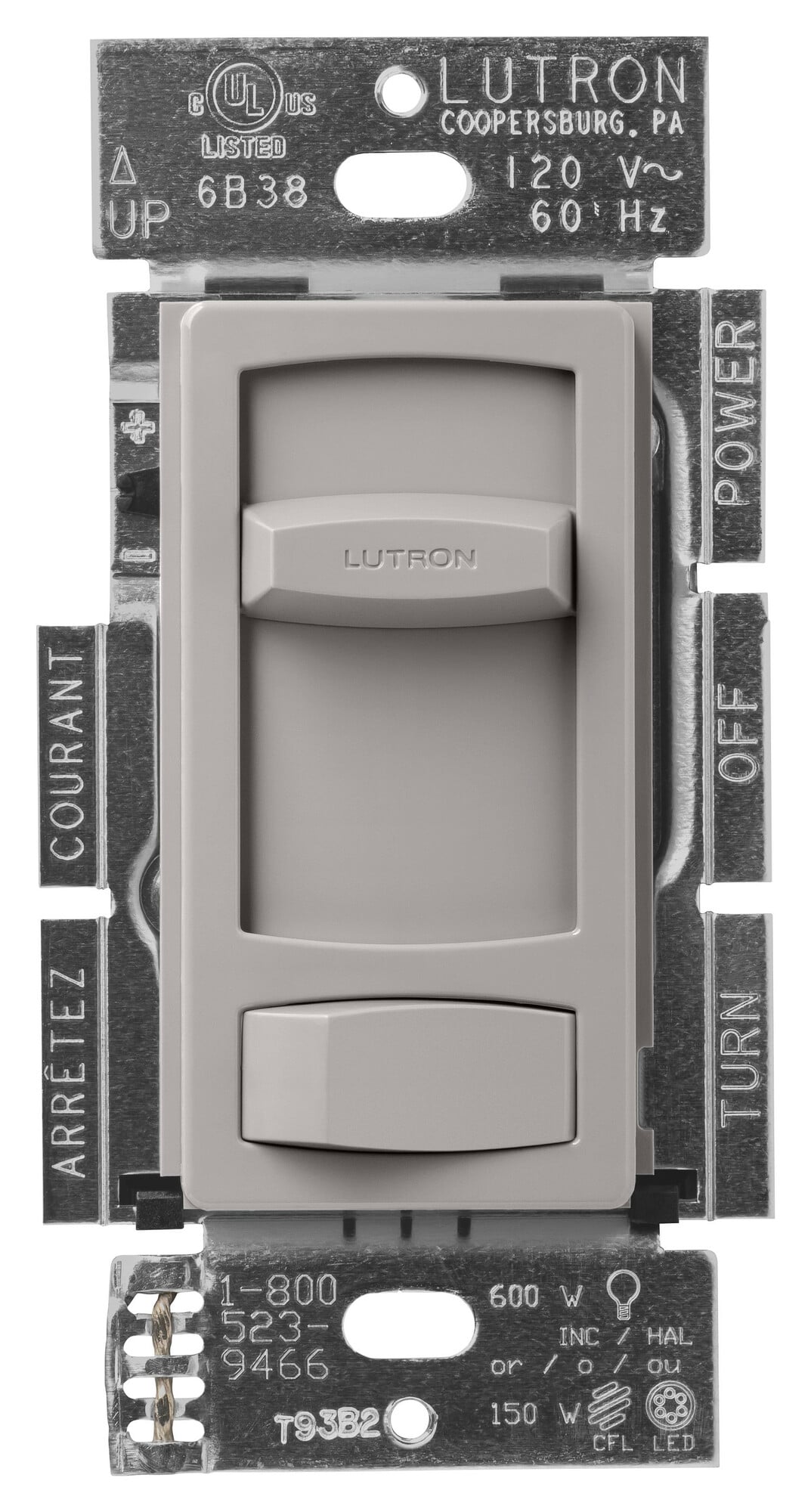 CTCL-153P-GR Skylark Contour LED+ Dimmer Switch, No Neutral Required, 150W LED or 600W Incandescent/Halogen, 120V, 1 Pole/3-Way, Gray
