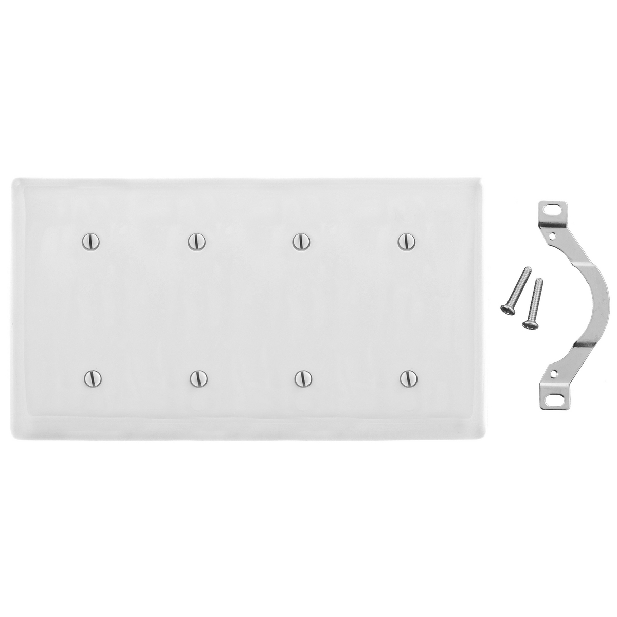 NP44W Standard Wall Plate, 4 Gangs, 8.31 in W x 4.63 in H, Nylon, White