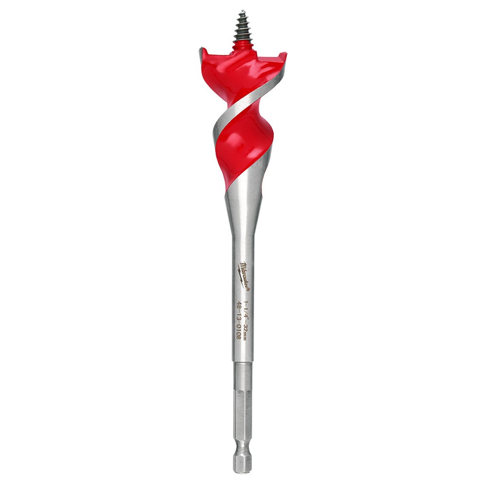 48-13-0108 Speed Feed Self-Feed Wood Bit, 1-1/4 in Dia, 6-1/2 in OAL, 3 in L Tapered Flute, 1/4 in Shank