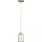 Odeon 1 Light Mini Pendant with Satin White Glass Brushed Nickel