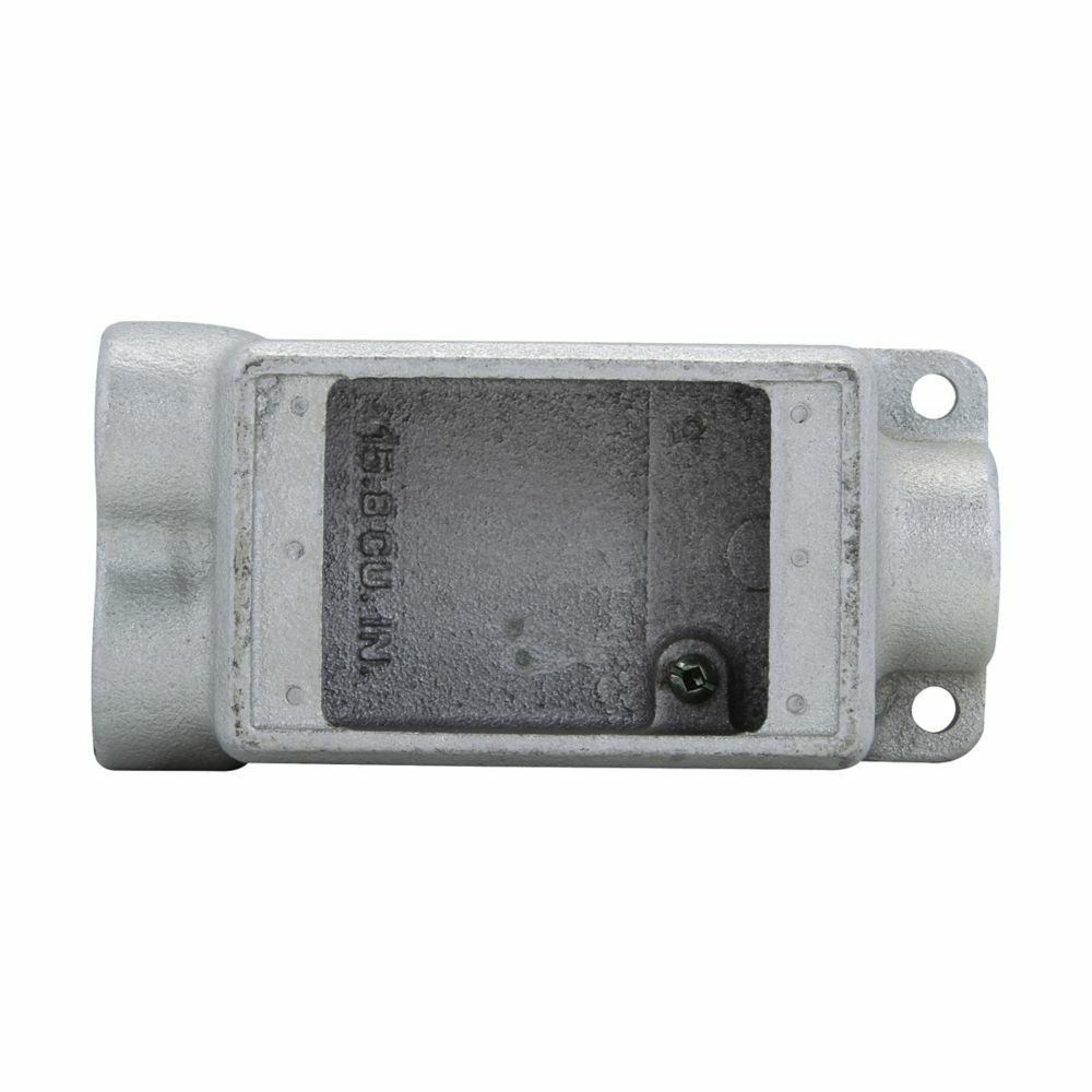FDCC1 Condulet 3-Entry Deep Device Box With Mounting Lug And Ground Screw, 1/2 in Trade, 1 Gang, Feraloy Iron Alloy, Aluminum Acrylic Painted/Electro-Galvanized