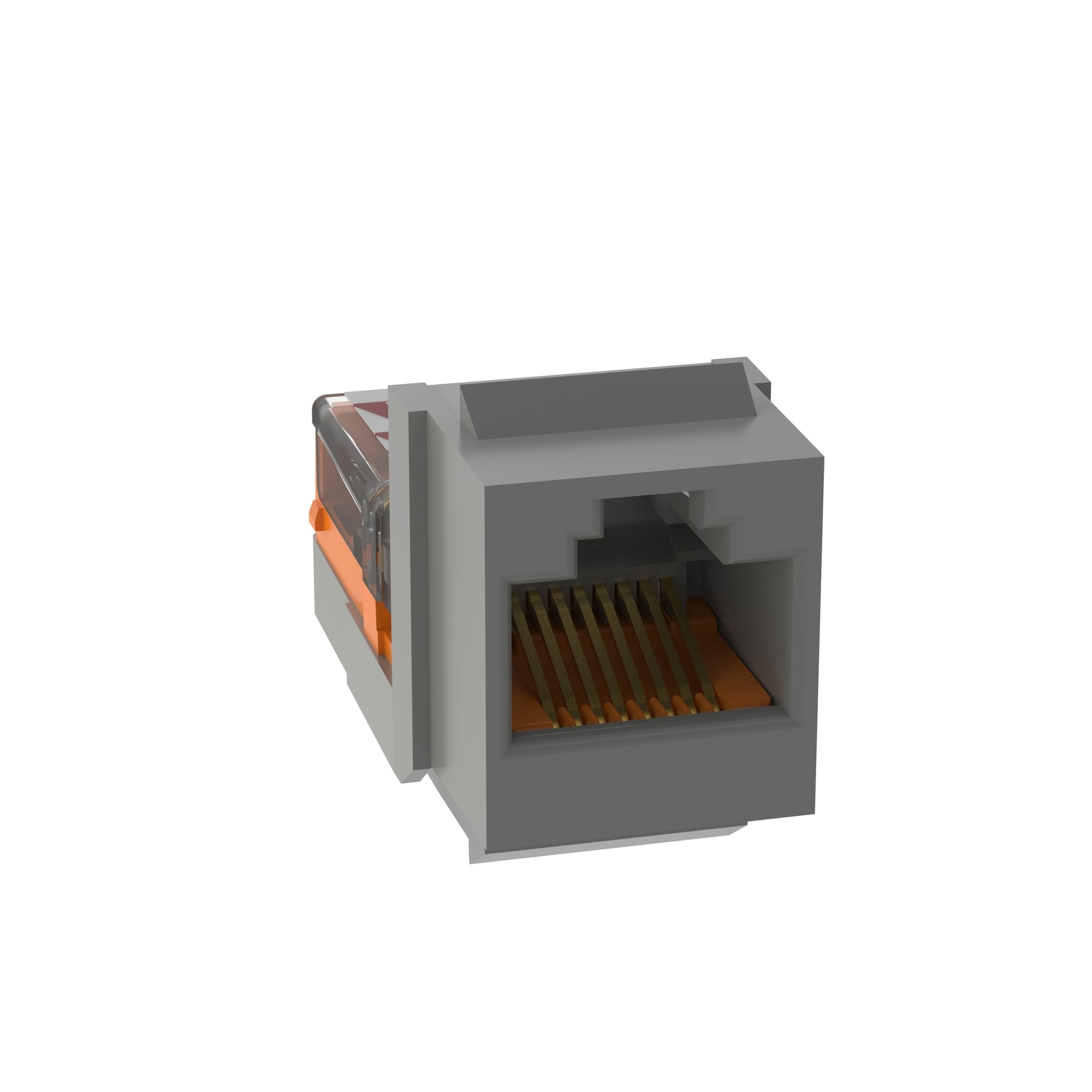 NK5E88MIGY NetKey 8-Position 8-Wire Lead Frame Universal Unshielded Keystone Jack Module, Cat 5e/Keystone Module, Surface Mount, 1 Port, ABS/Polycarbonate, International Gray