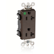 M1636-HG0 Decora Plus Straight Blade Duplex Receptacle, 125 V AC, 20 A, 2 Poles, 3 Wires, Brown