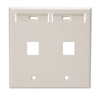 42080-2TP QuickPort Standard Size Wallplate With ID Window, 2 Gangs, 4-5/8 in W, Plastic, Surface Mount