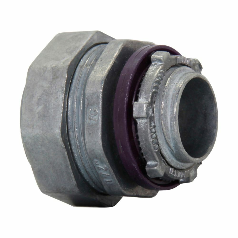 LT400DC Liquid Tight Non-Insulated Straight Conduit Connector, 4 in Trade, Die Cast Zinc, Natural