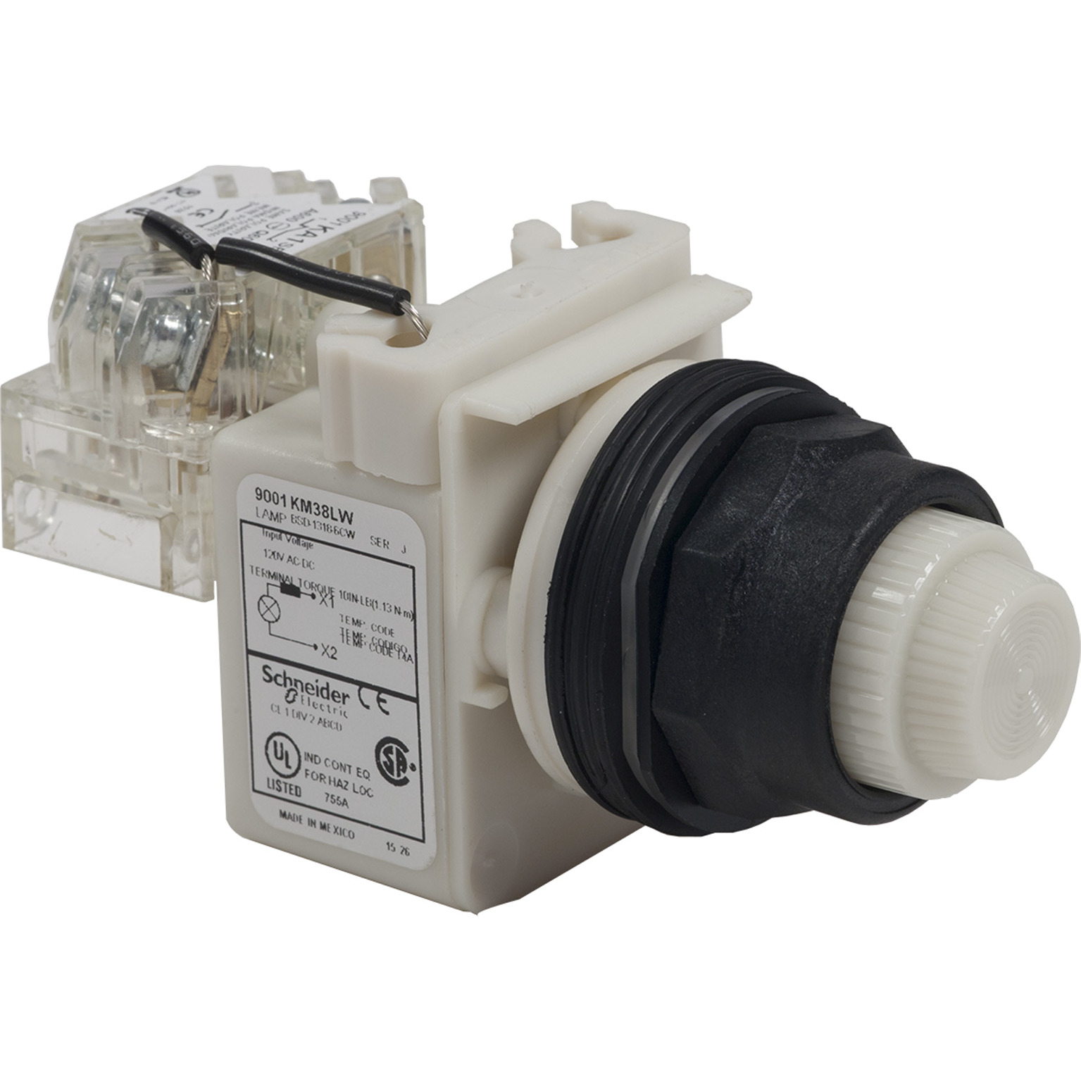 9001SKT38LW Harmony Type SK Standard Pilot Light, 120 V AC/DC, 1.4 VA, Panel Mount
