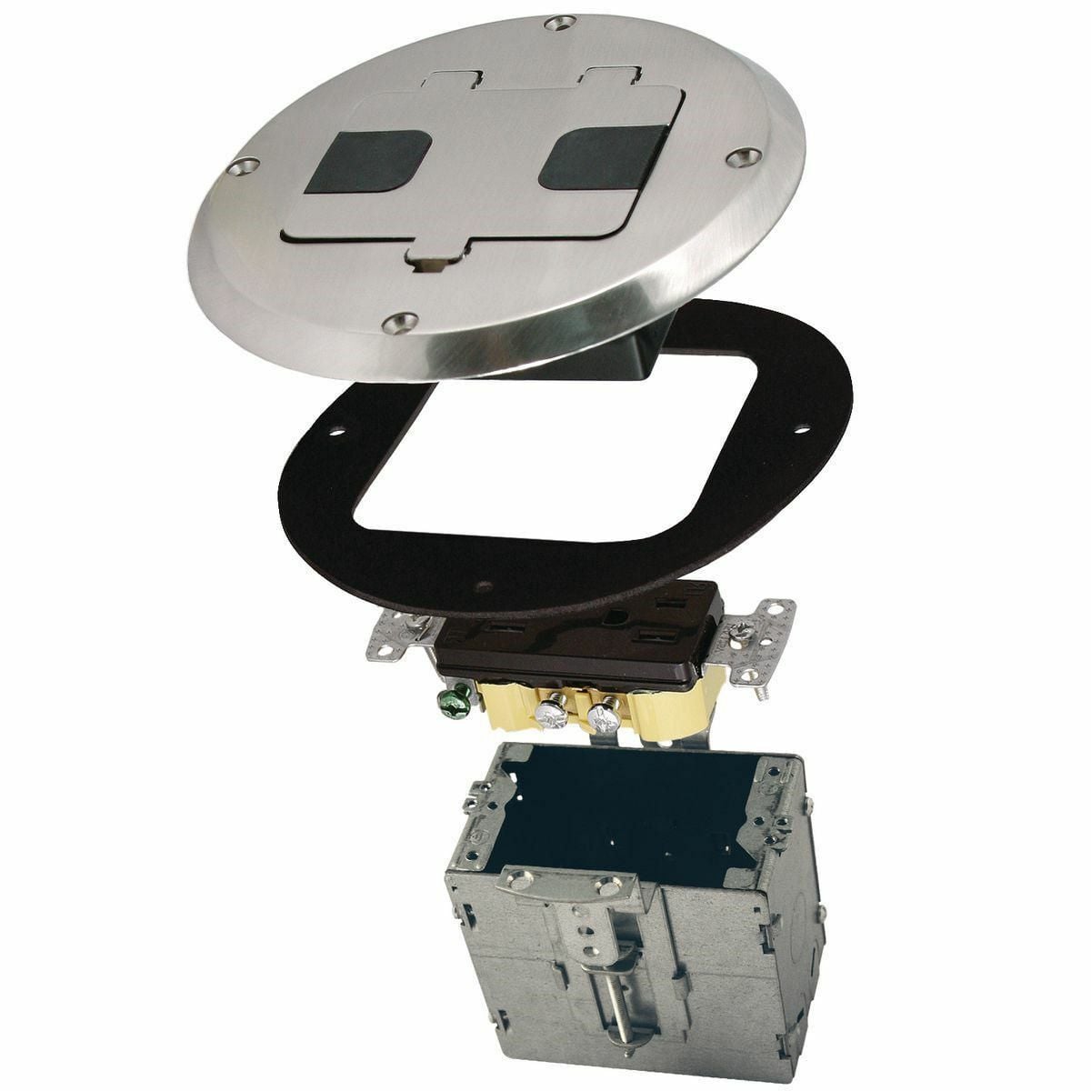 6239NI Floor Box Kit, 28 cu-in Capacity, 1 Gang, 7 Knockouts, 5.6 in L x 5.3 in W x 5.6 in H