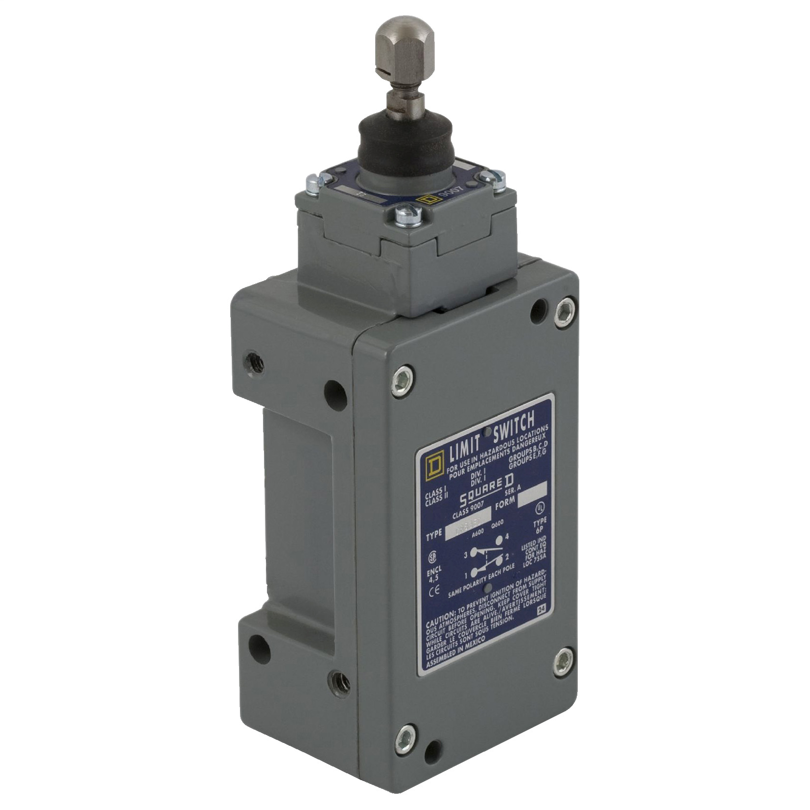 9007CR65ED Heavy Duty Limit Switch, 600 V, 10 A, 2NO-2NC Contact, 2 Poles