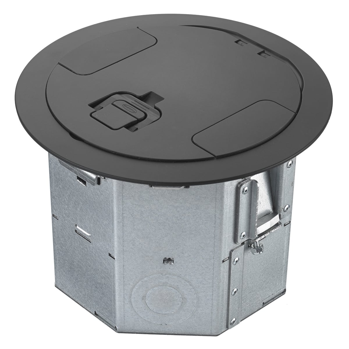 RAFB4BLK RAFB4 Floor Box, Composite, 19 cu-in Capacity, 4 Gangs, (10) Knockouts, 7.33 in L x 8.05 in W x 6.41 in H