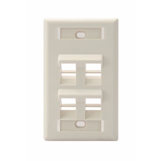 42081-4TS QuickPort Angled Wallplate With ID Window, 1 Gang, 2-3/4 in W, Plastic, Surface Mount