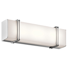 Impello(TM) 18in. LED Linear Bath Light gives your bathroom a bold statement. The subtle metallic bars help to accent the Chrome finish and the rectangular light; which can be installed either vertically or horizontally. The LED illuminates your bathroom beautifully.