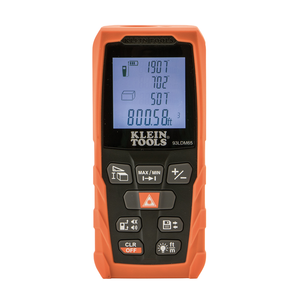 93LDM65 Laser Reflection Distance Measurer, +/- 1/16 in Accuracy, (2) AAA Batteries, LCD Display