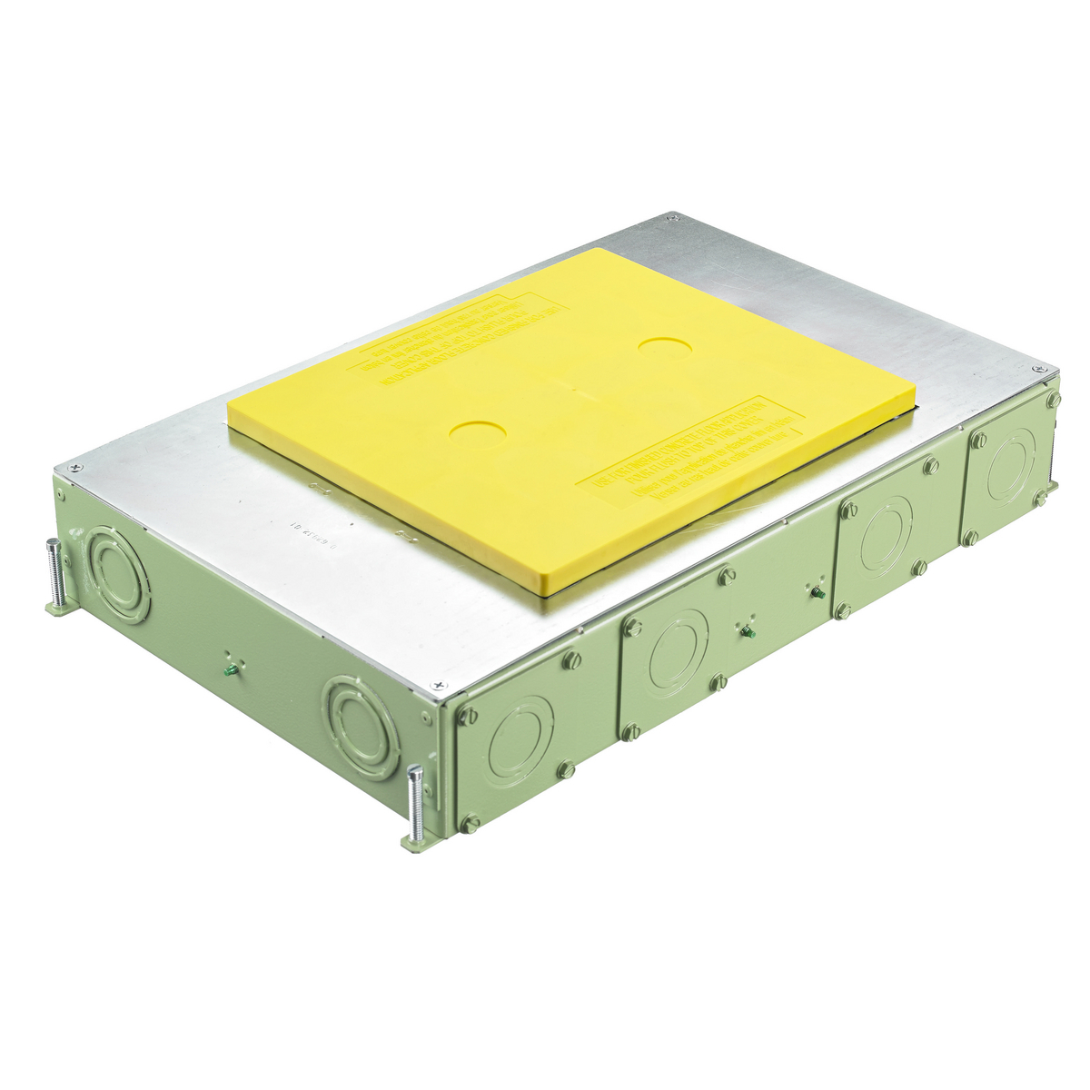 CFB6G30CR Fully Adjustable Folded On-Grade Standard Corrosion Resistant Floor Box, Stamped Steel, 33 cu-in Capacity, 6 Gangs, 16 Knockouts, 17.45 in L x 11.04 in W x 2.98 in H