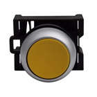 Eaton 22.5 mm RMQ-Titan Pushbutton,Yellow Actuator,Silver bezel,IP67, IP69K,Non-illuminated,Flush mounting,NEMA 4X, 13,5,000,000 operations,Momentary,22.5 mm,Flush Pushbutton,M22