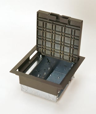 AC8850 FloorSource Raised Single Service Floor Box, Die Cast Zinc Lid, 199.22 cu-in Capacity, 8 Knockouts, 8 x 8 x 5 in
