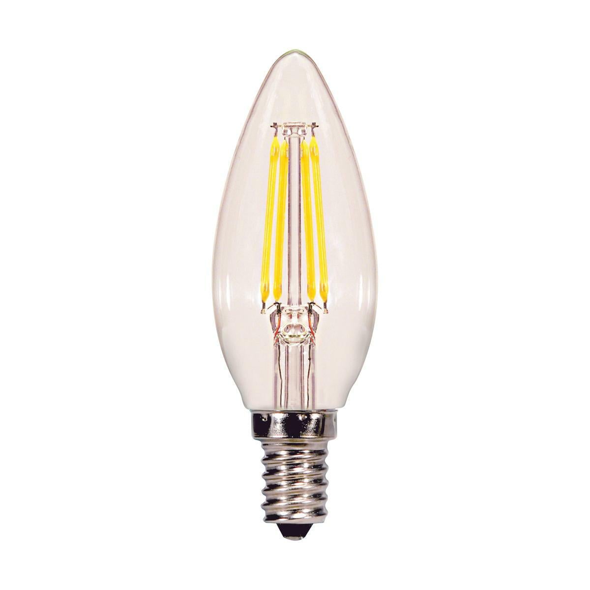 S21728 Dimmable Filament LED Lamp, 4.5 W, 40 W Incandescent Equivalent, E12 Lamp, B11 Candle Shape, 350 Lumens