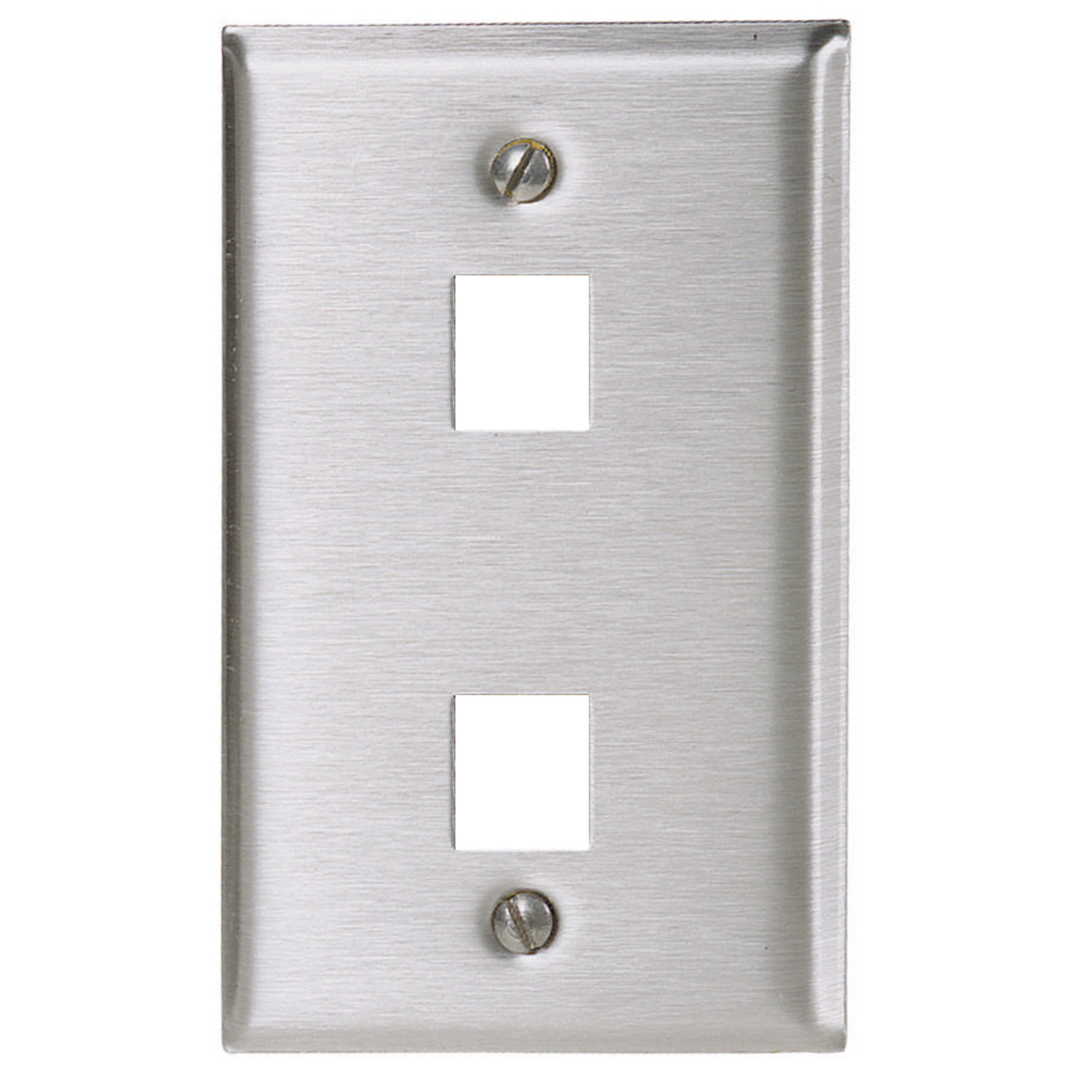 SSFL12 Rear Load Standard Stamped Keystone Faceplate, 1 Gang, 2 Ports, Audio/Video/Data/Fiber Module, Fastened Mount, 430 Stainless Steel