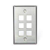 43080-1S6 QuickPort Standard Size Wallplate, 1 Gang, 2-3/4 in W, 302 Stainless Steel, Surface Mount