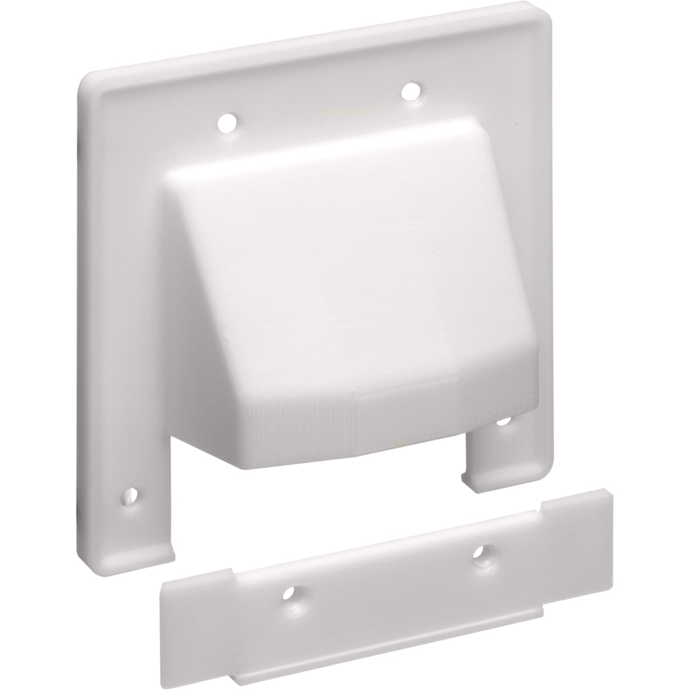 Scoop 2-Gang Reversible Two-Piece Low-Voltage Cable Entrance Plate; Paintable Plastic, White