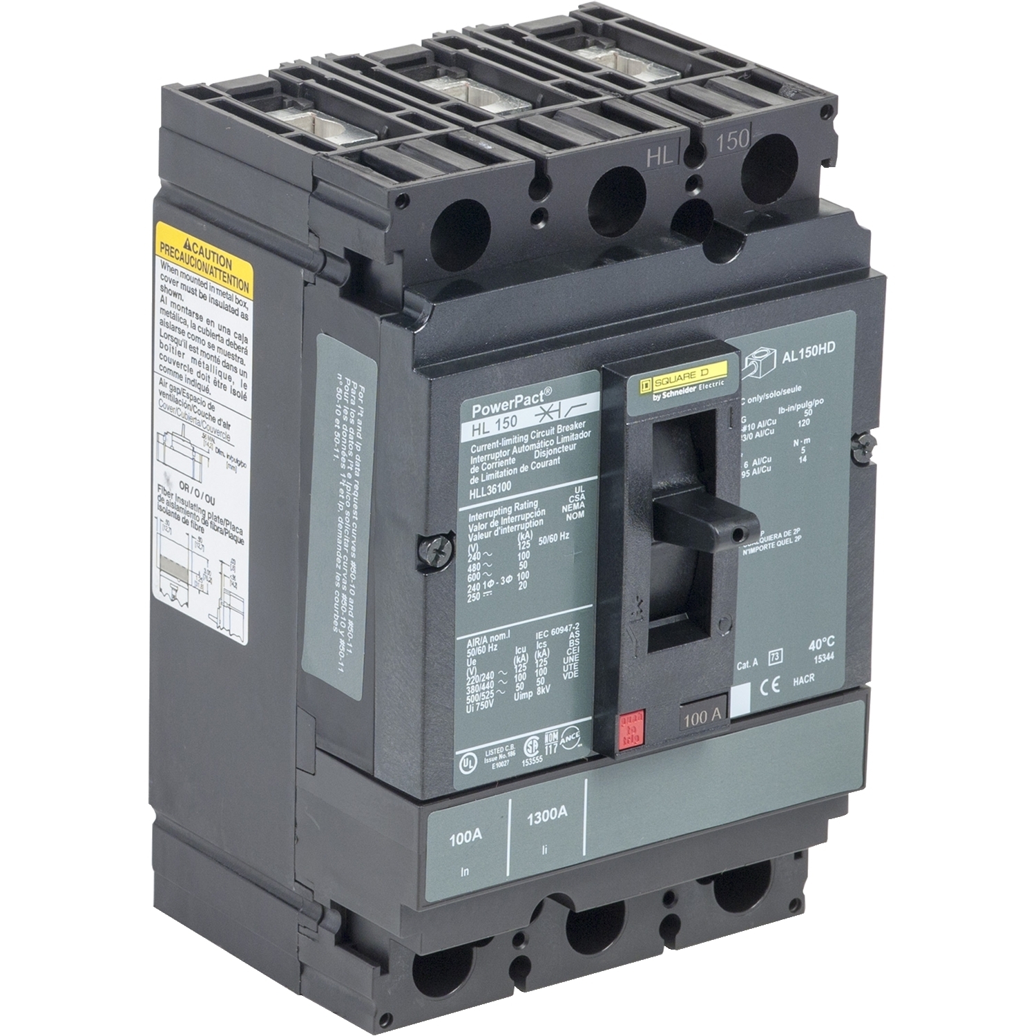 HLL36125C PowerPact H Circuit Breaker, 3 Poles