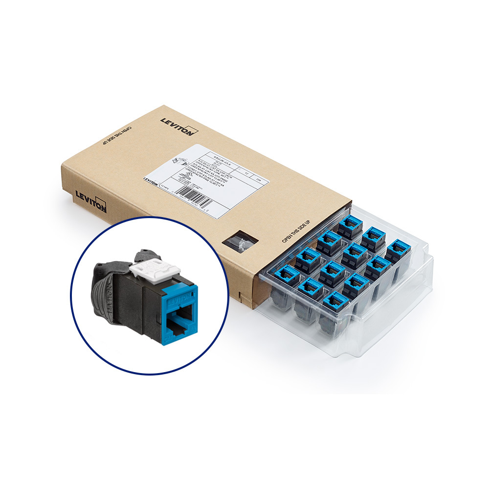 6AUJK-CL6 Atlast-X1 QuickPort GreenPack Component Rated Standard UTP Jack With Shutter, Cat 6a Module, Flush Mount, Die Cast Zinc, Blue