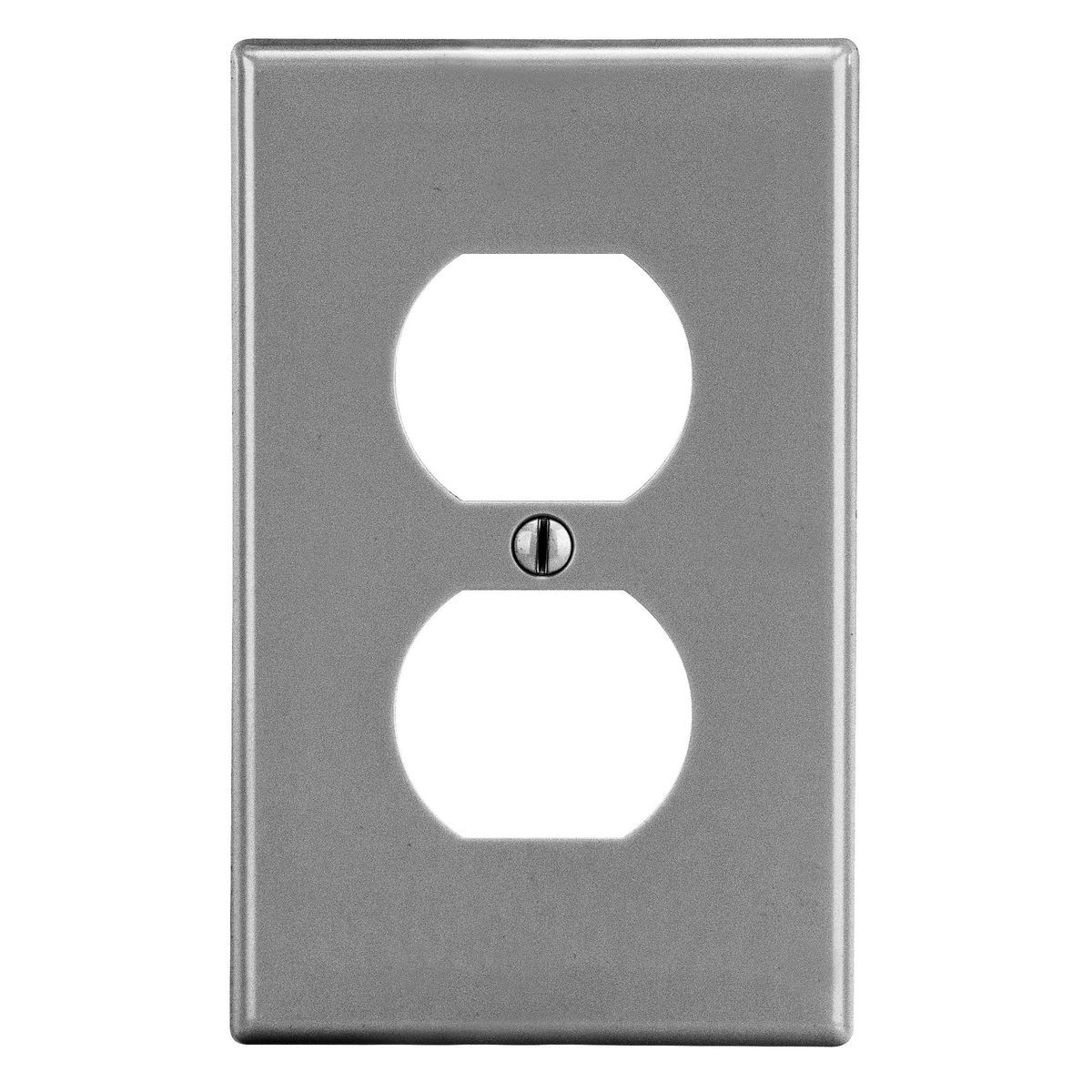 PJ8GY Mid-Size Non-Metallic Wall Plate, 1 Gangs, 3.15 in W x 4.94 in H, Polycarbonate Thermoplastic, Gray