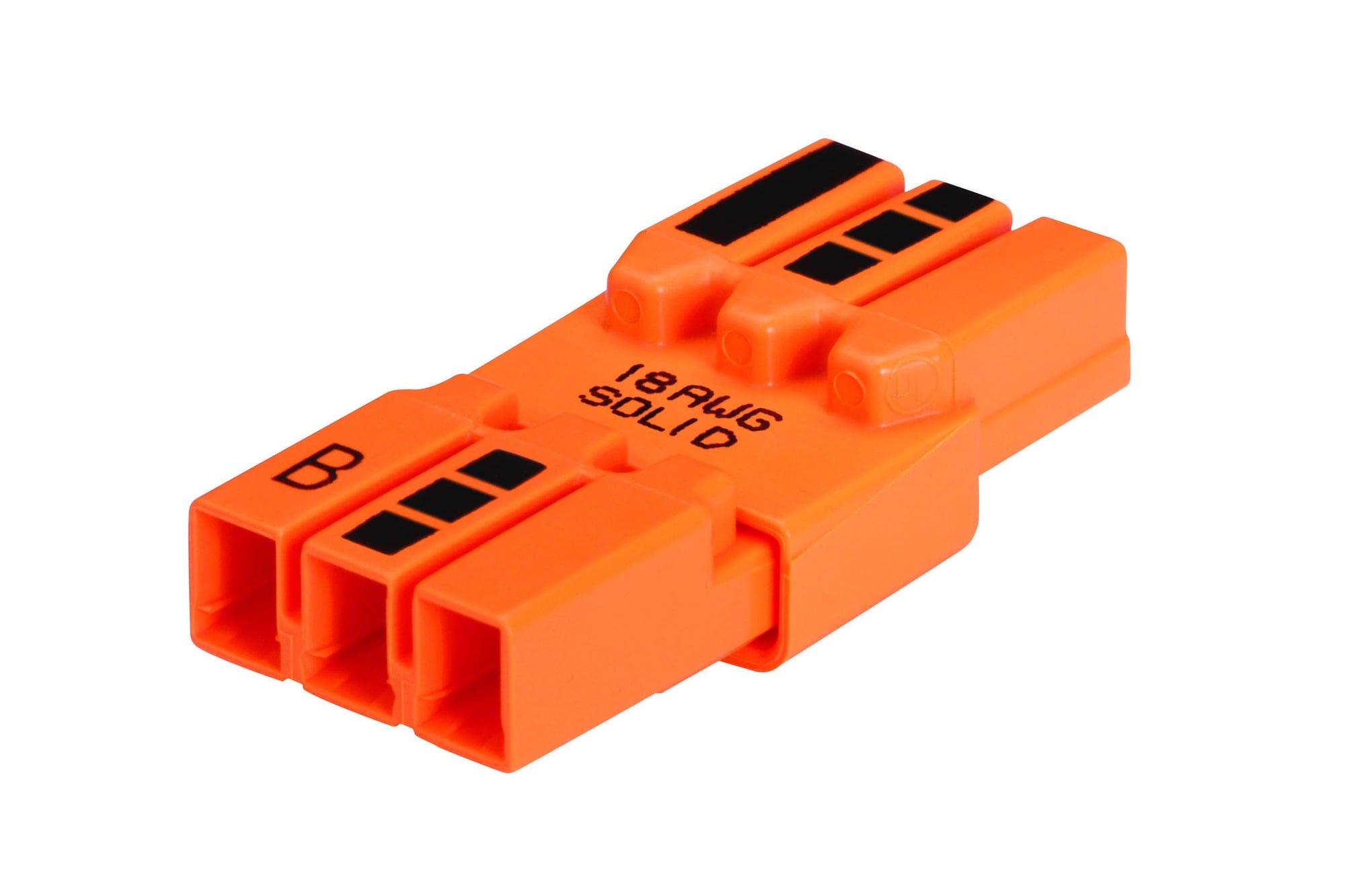 30-683 PowerPlug 3-Wire Solid Luminaire Disconnect, 18 AWG Wire, 1.55 in OAL, 3 Ports, Orange