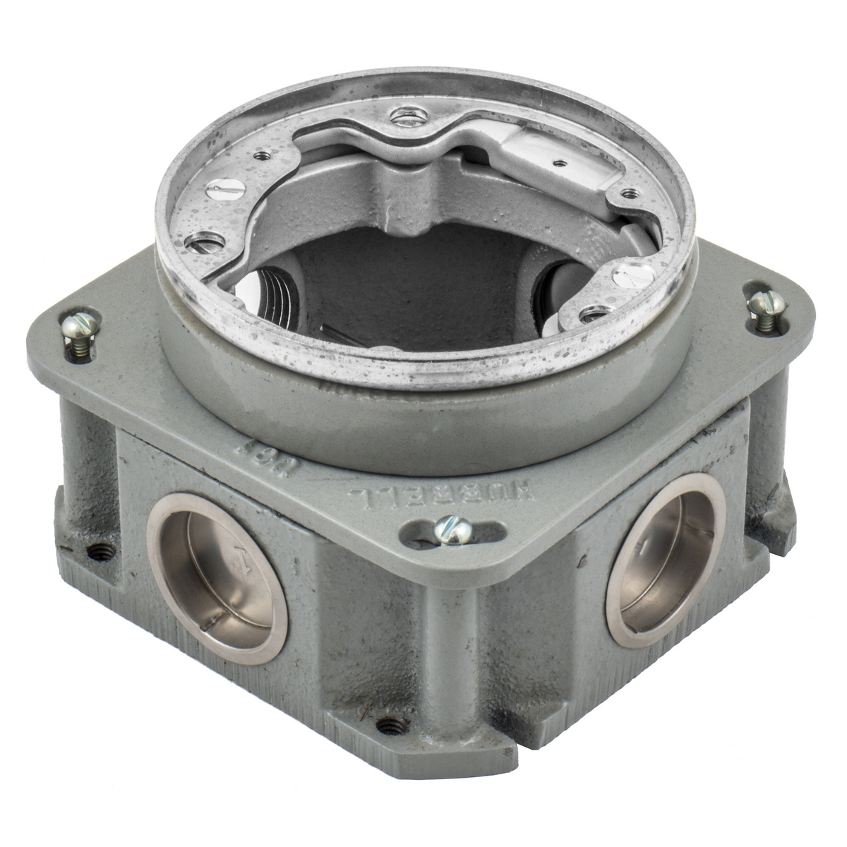 BA2537 Fully Adjustable Standard Sized Floor Box, Cast Iron, 33 cu-in Capacity, 1 Gangs, 4 Knockouts, 4.84 in L x 4.84 in W x 2.87 in H