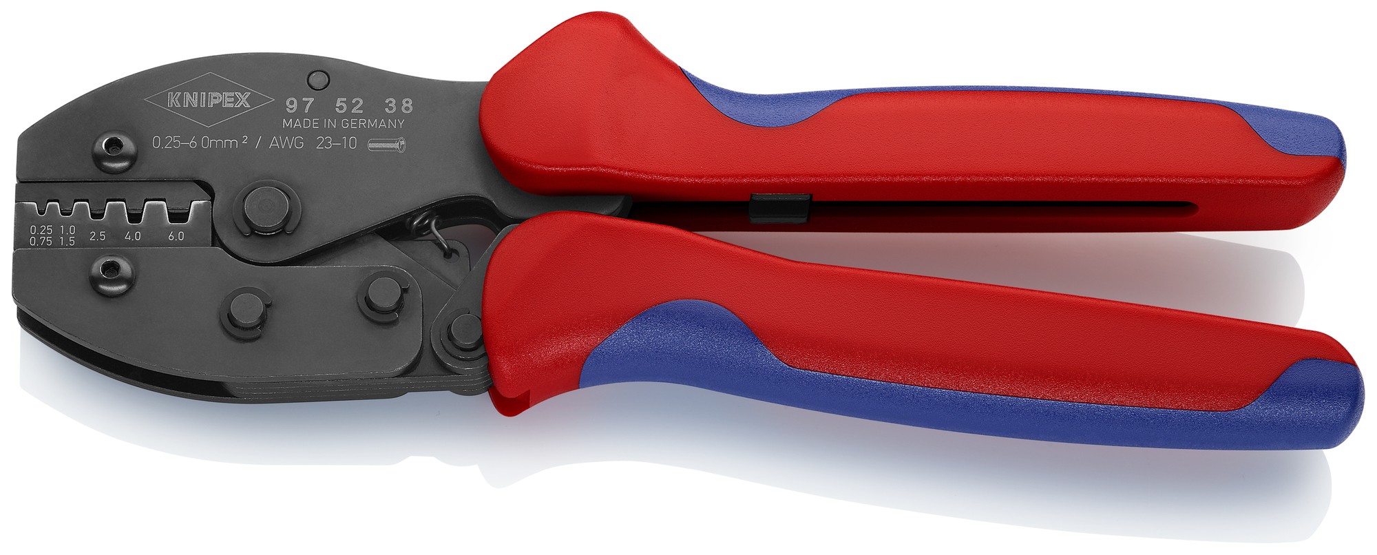 Crimping Pliers For Insulated and Non-Insulated Wire Ferrules, 8 3/4 in., Multi-Component, Trapezoid Crimp, 5 Crimp Positions