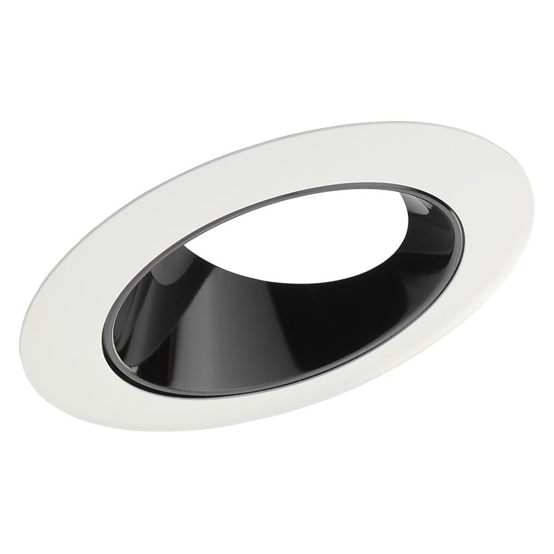46L BWH Angle Cut Cone Round Sloped Open Standard Downlight Trim, 4 in ID x 5 in OD, LED Lamp, For Use With 4 in IC-Rated and TC 700 Lumens Internally Adjustable LED Downlight