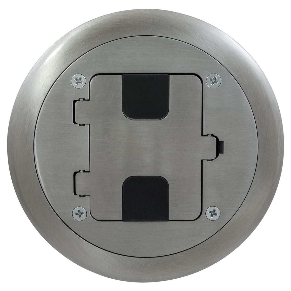 RF406ALU Residential Series Hinged Flange Door Cover Assembly Slab-On Floor Box, Die Cast Aluminum, 300 lb Capacity, 1 Gang, 2.43 in H