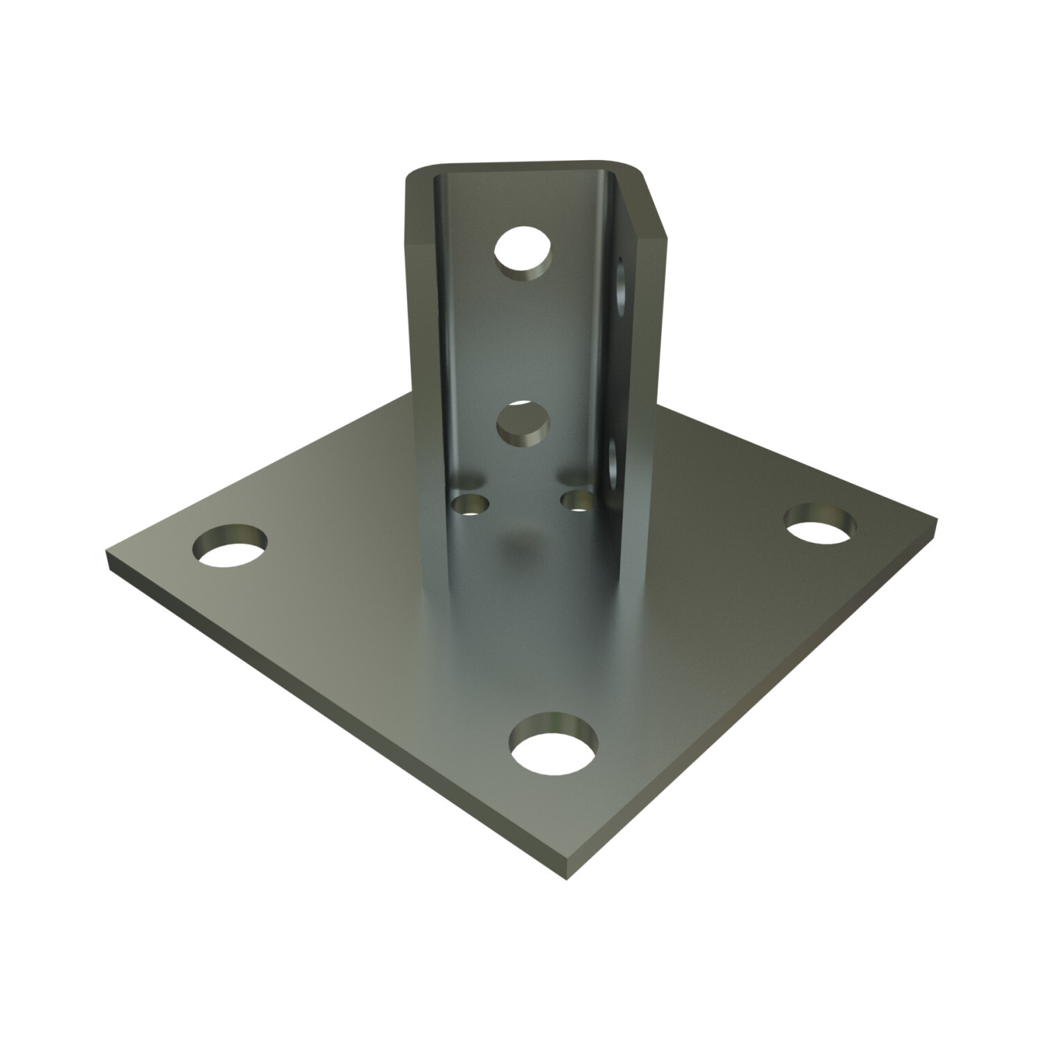 P2072ASQ-EG P1000 Square Strut Post Base, 1/4 in Base, For Use With 1-5/8 in Channel, 33 Stainless Steel