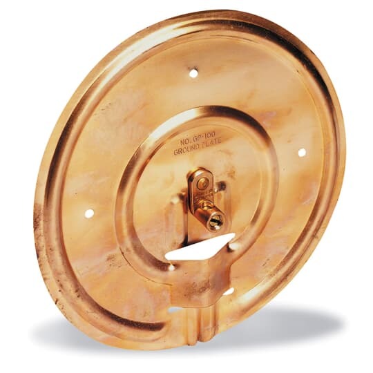GP114 Blackburn Copper Pole Bottom Ground Plate, 14 in Dia Plate, 8 to 2 AWG Wire, Copper