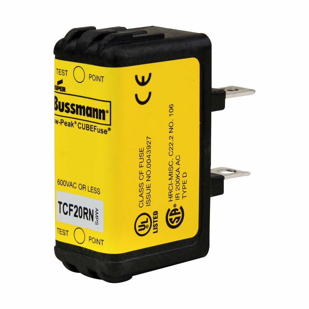 TCF6RN Non-Indicating Time Delay Cartridge Fuse, 6 A, 600 V AC/300 V DC, 100/300 kA Interrupt, Class: CF, Square Blade Body
