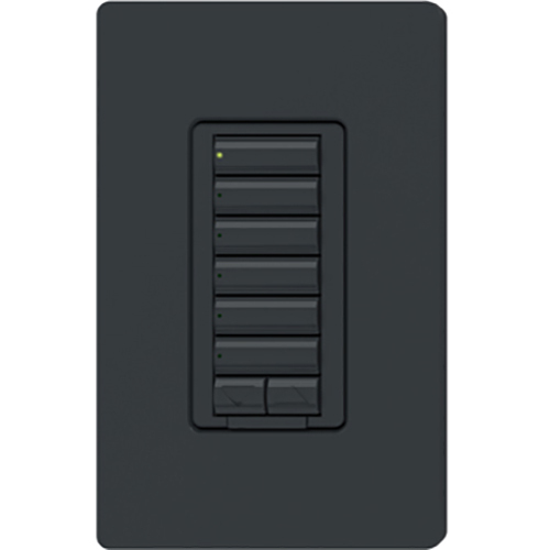 RRD-HN6BRL-BL seeTouch LED+ Hybrid Keypad for RA3 Systems, 100W LED, 6-Button with Raise/Lower, Neutral Required, 120V, Black