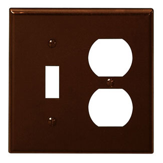 85005 Standard Size Combination Wall Plate, 2 Gangs, 4.56 in W x 4.5 in H, Thermoset, Brown