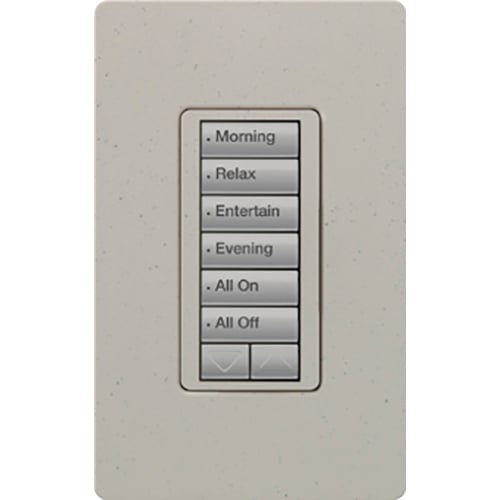 RRD-W6BRL-ST RadioRA 2 Maestro 6-Button Designer Keypad, 120 VAC, 0.5 A, Fade/Toggle On/Off Operation, Stone