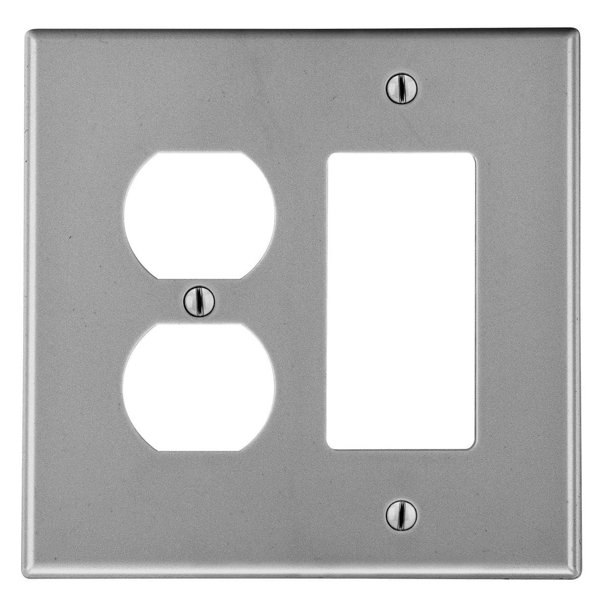 P826GY Non-Metallic Standard Wall Plate, 2 Gangs, 4.69 in W x 4.63 in H, Polycarbonate Thermoplastic, Gray