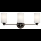 The Joelson(TM) 24in; 3 light vanity light features a classic look with its Olde Bronze finish and satin etched cased opal and clear glass accent glass. The Joelson vanity light is retro inspired and is perfect in several aesthetic environments, including traditional and modern.