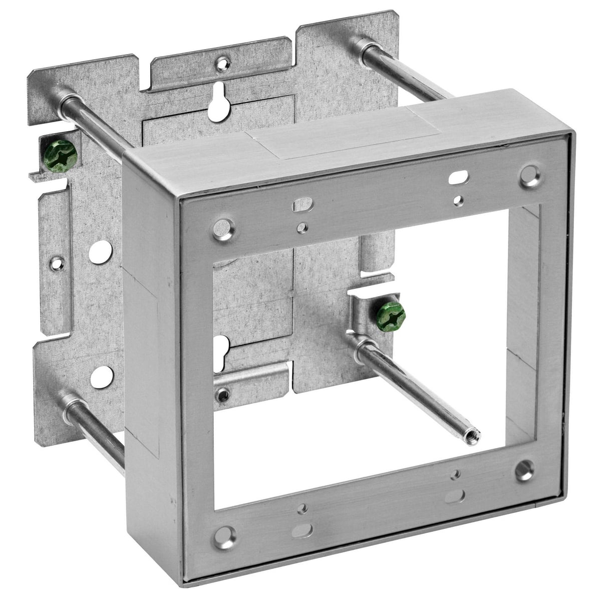 HBLALU20472 2-Gang Standard Depth Device Box With 1/2 in and 3/4 in NPT Concentric Knockout, 4.7 in L x 4.7 in W x 1.4 in H, Anodized Aluminum, Satin