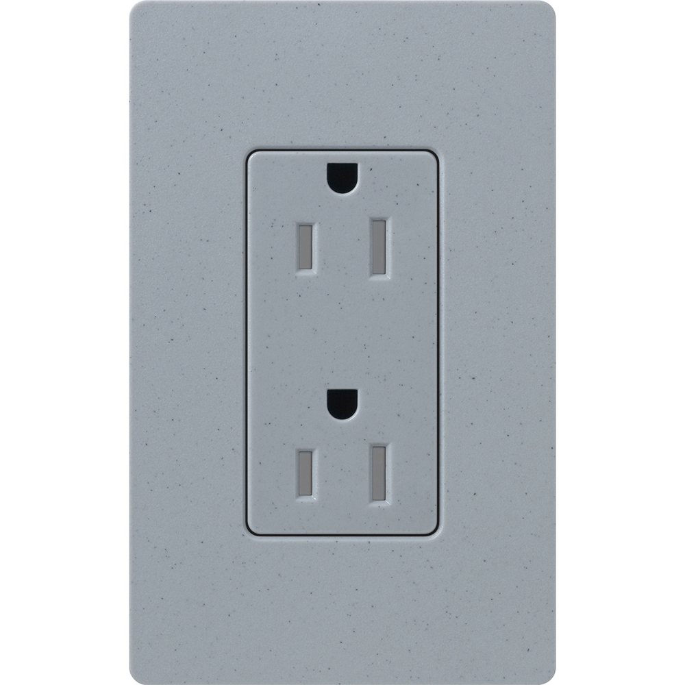 SCRS-15-TR-BG Claro Dimming Designer Style Grounding Self-Testing Tamper-Resistant Duplex Receptacle, 125 VAC, 15 A, 2 Poles, 3 Wires, Bluestone