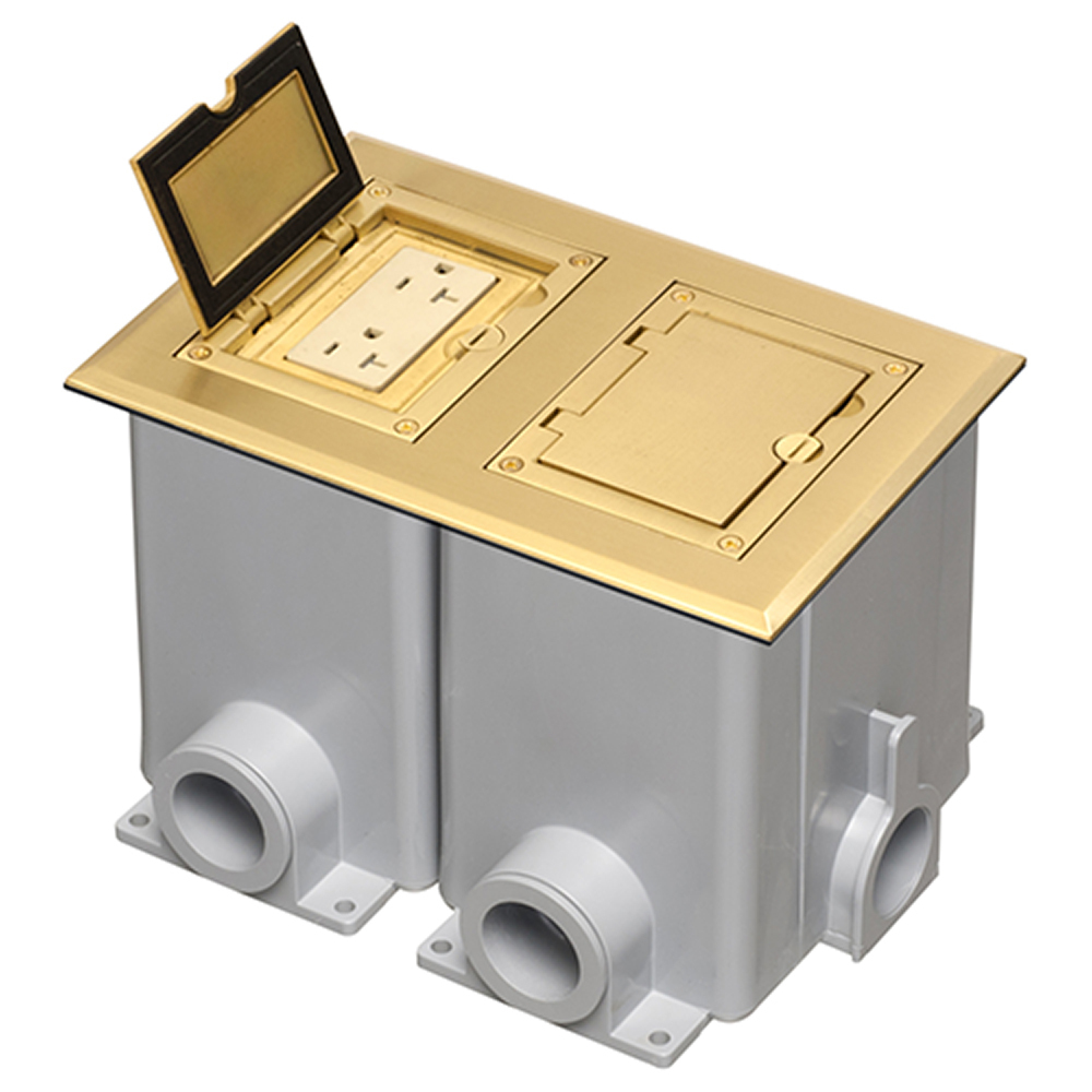 FLBC8520MB Floor Box Cover and Frame Kit, 6.094 in L x 9.288 in W, Brass