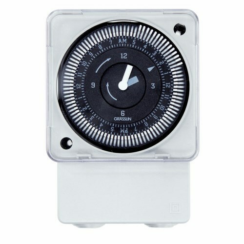 MIL72ASTUZ-120 Grasslin Electromechanical Time Switch, 15 min to 24 hr Setting, 120 V AC, 1 hp, 2 hp, 1CO 1 Form C SPDT Contact, 1 Poles
