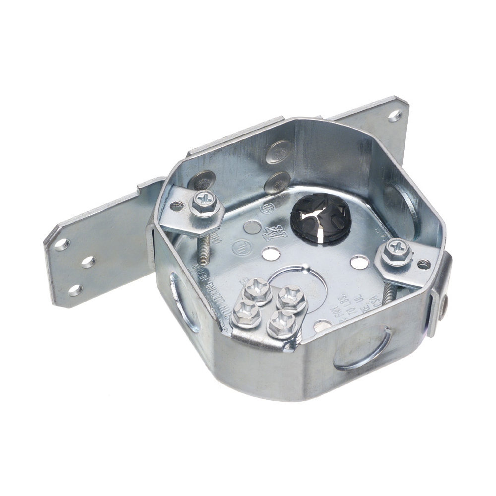 FBS415S Fan/Fixture Mounting Box With Knockout, Side Mounting Bracket, Steel, 14.6 cu-in Capacity, 4 Knockouts, 6 in L x 4-1/4 in W x 2-1/2 in H