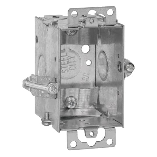 LXWOWC-25 Steel City Gangable Switch Box, Steel, 12.5 cu-in Capacity, 1 Gangs, 1 Outlets, 4 Knockouts, 2 in W x 2-1/2 in D x 3 in H