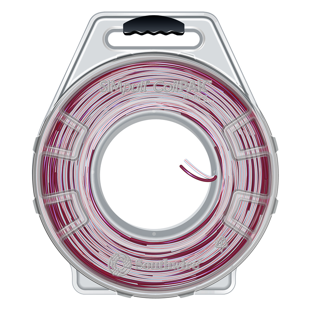 58609601 THHN Wire, 12 AWG, 2 Copper Conductors, 19 Stranded, Red/White and Red, 1000 CoilPak