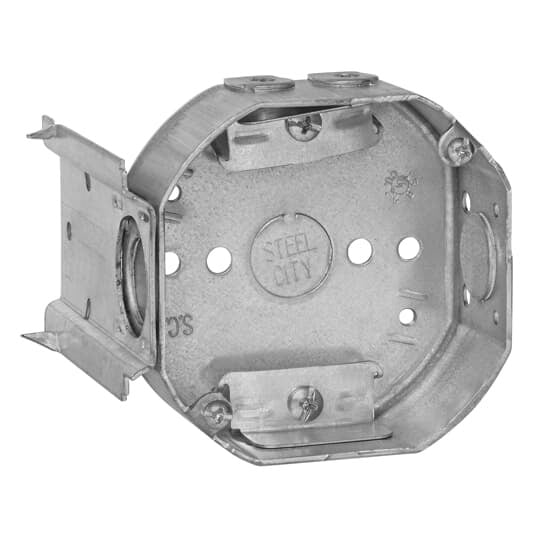 54151-NL Steel City Drawn Style Ceiling Box, Steel, 15.8 cu-in Capacity, 1 Outlets, 2 Knockouts, 1-1/2 in D
