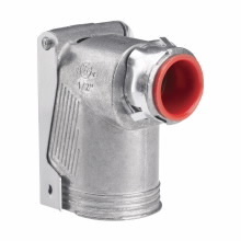 38MCQ90 Quick-Lok Magnetic Pro Angle Connector, 3/8 in Trade, 1/2 in Knockout, 0.469 to 0.61 in Cable Openings, Die Cast Zinc, Epoxy Coated