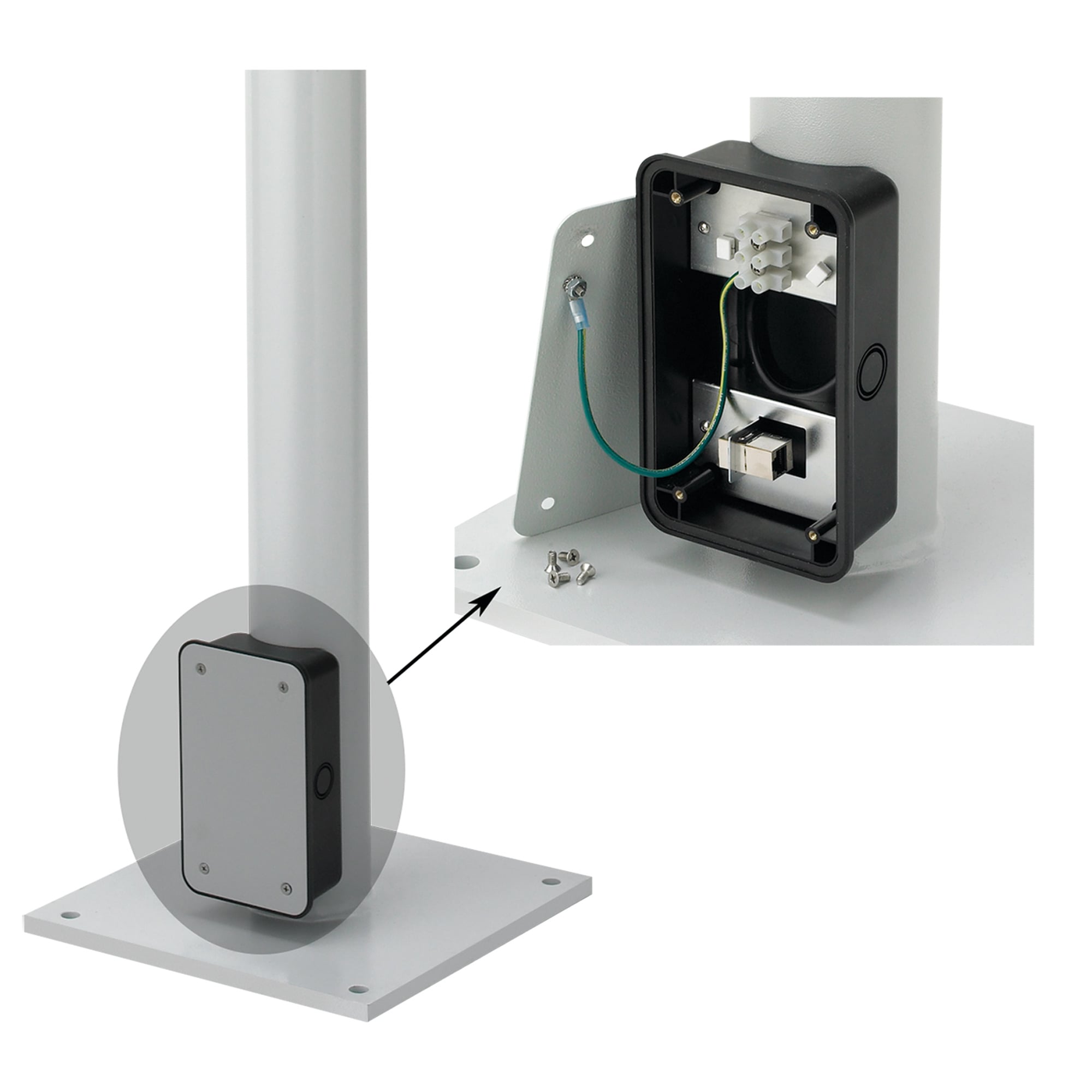 FLOORPOST Syspend VM4 Floor Post With Junction Box, 11.9 in L x 11.9 in W x 74 in H, For Use With SYSPEND VL and VHD Motion Arms, Steel